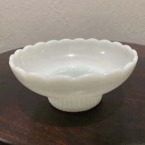 EO Brody Co Milk glass bowl scalloped vintage 6 3/4”